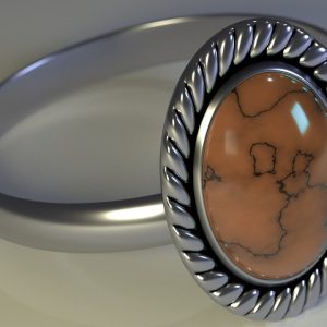 Aqeeq Chandi Ring — Orange Oval